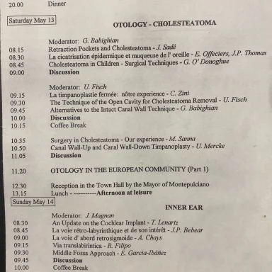 Figure 2. Montepulciano (Italy), the first meeting to define the bases, the statues and the name of European Academy of Otology Neuro-Otology (EAONO)
